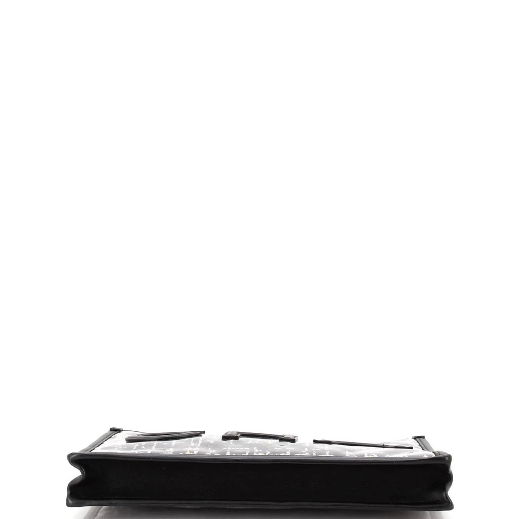 Chanel Logo Wristlet Clutch PVC Over Quilted Tweed Large 5