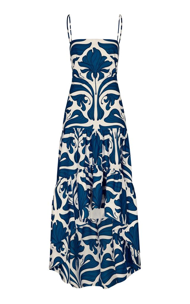 Andres Otalora Andres Otalora - Joya Colonial Tiered Cotton Poplin Maxi Dress - Blue - US 12 - Moda Operandi