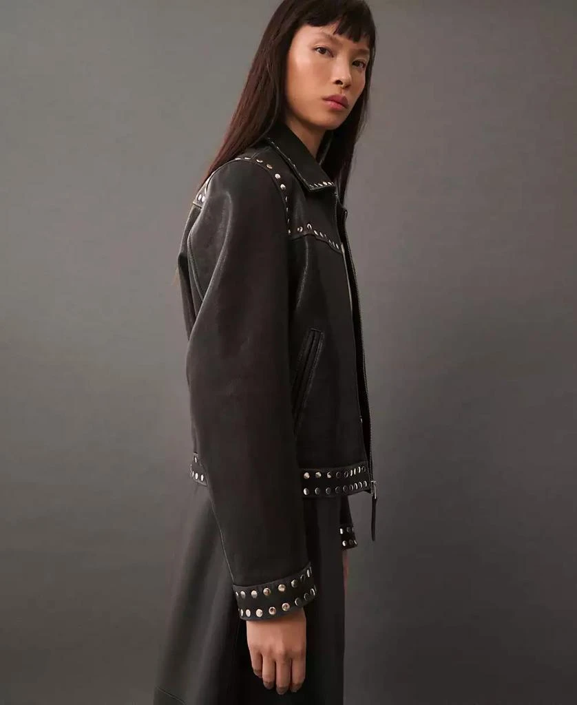 Mango Women's Studded Leather Jacket 2