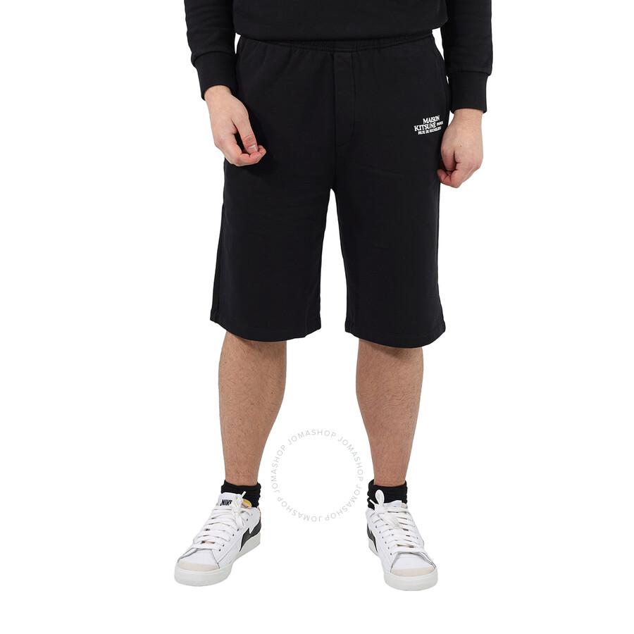 Maison Kitsune Men's Black Rue De Richelieu Jog Bermuda Shorts
