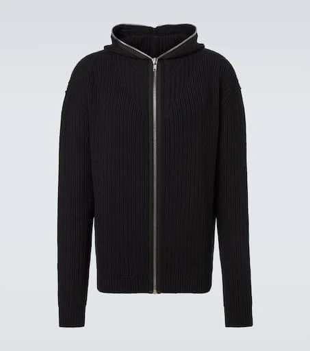 Rick Owens Ribbed-knit virgin wool zip-up sweater 1