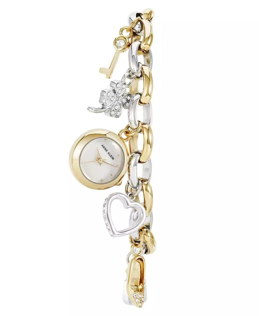 Anne Klein Women's Quartz Two-Tone Metal Alloy Crystal Accented Charm Bracelet Watch 3