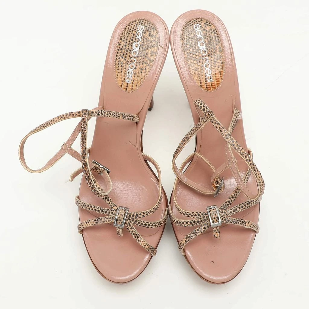 Sergio Rossi Sergio Rossi Multicolor Snakeskin Embossed Leather Ankle Strap Sandals Size 37 3