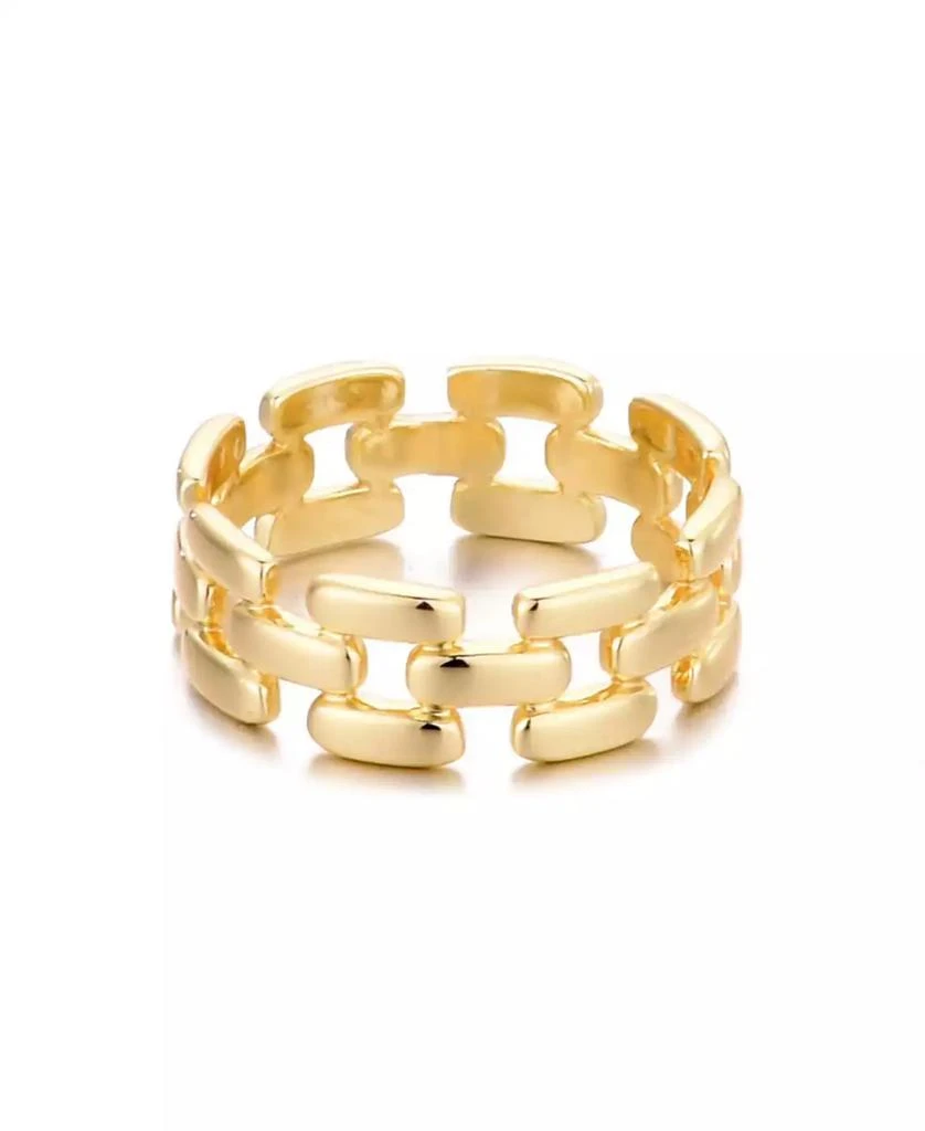 ADORNIA Gold Grid Pattern Band Ring