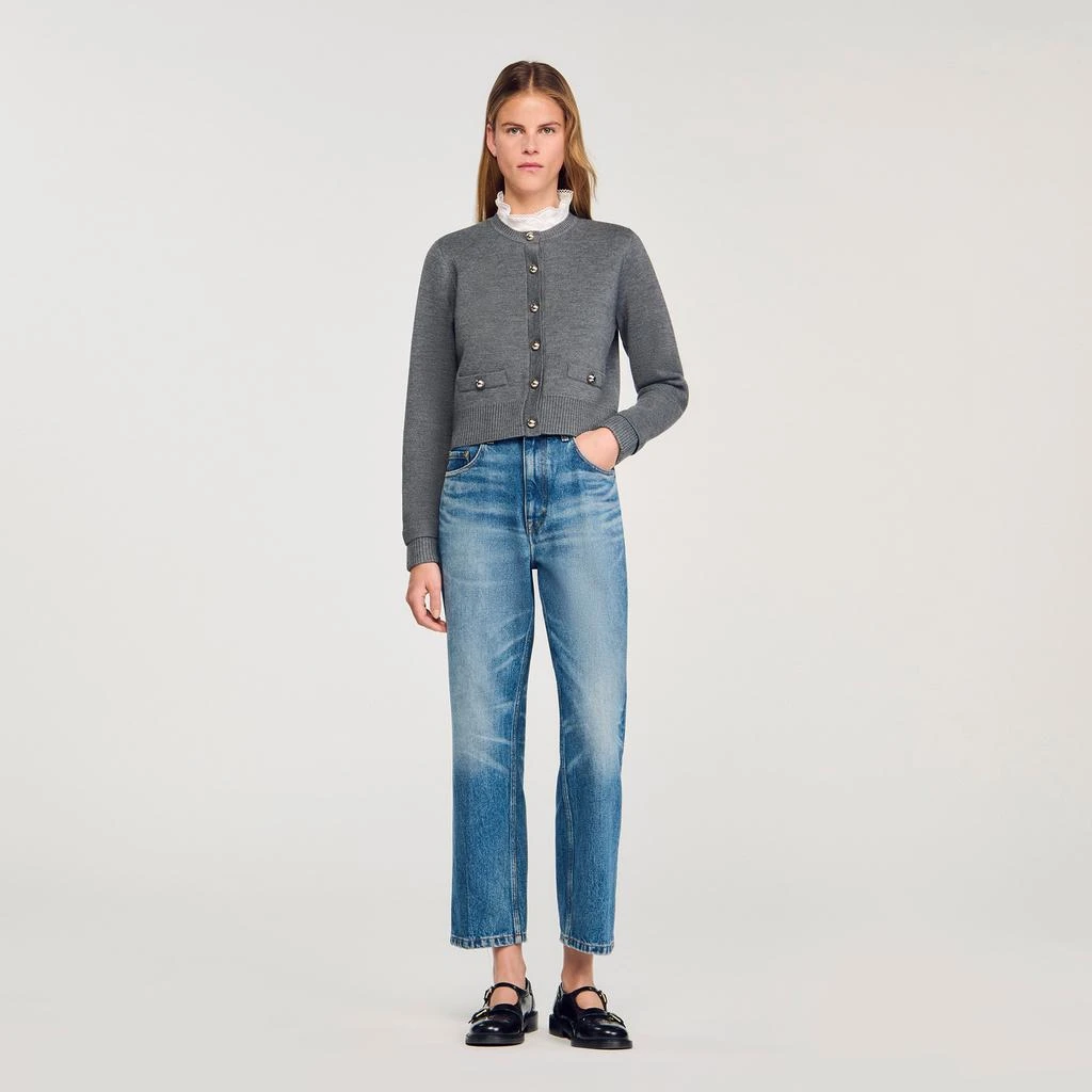 Sandro Cardigan with detachable ruffle collar 1