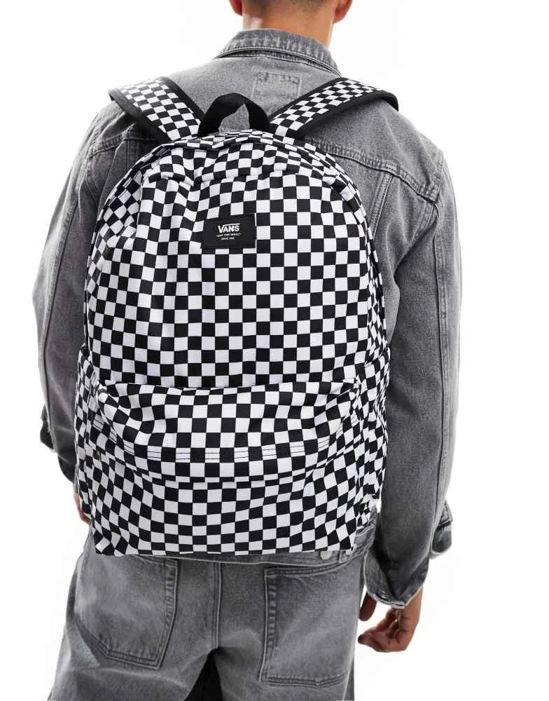 Vans Vans old skool check backpack in black and white 4