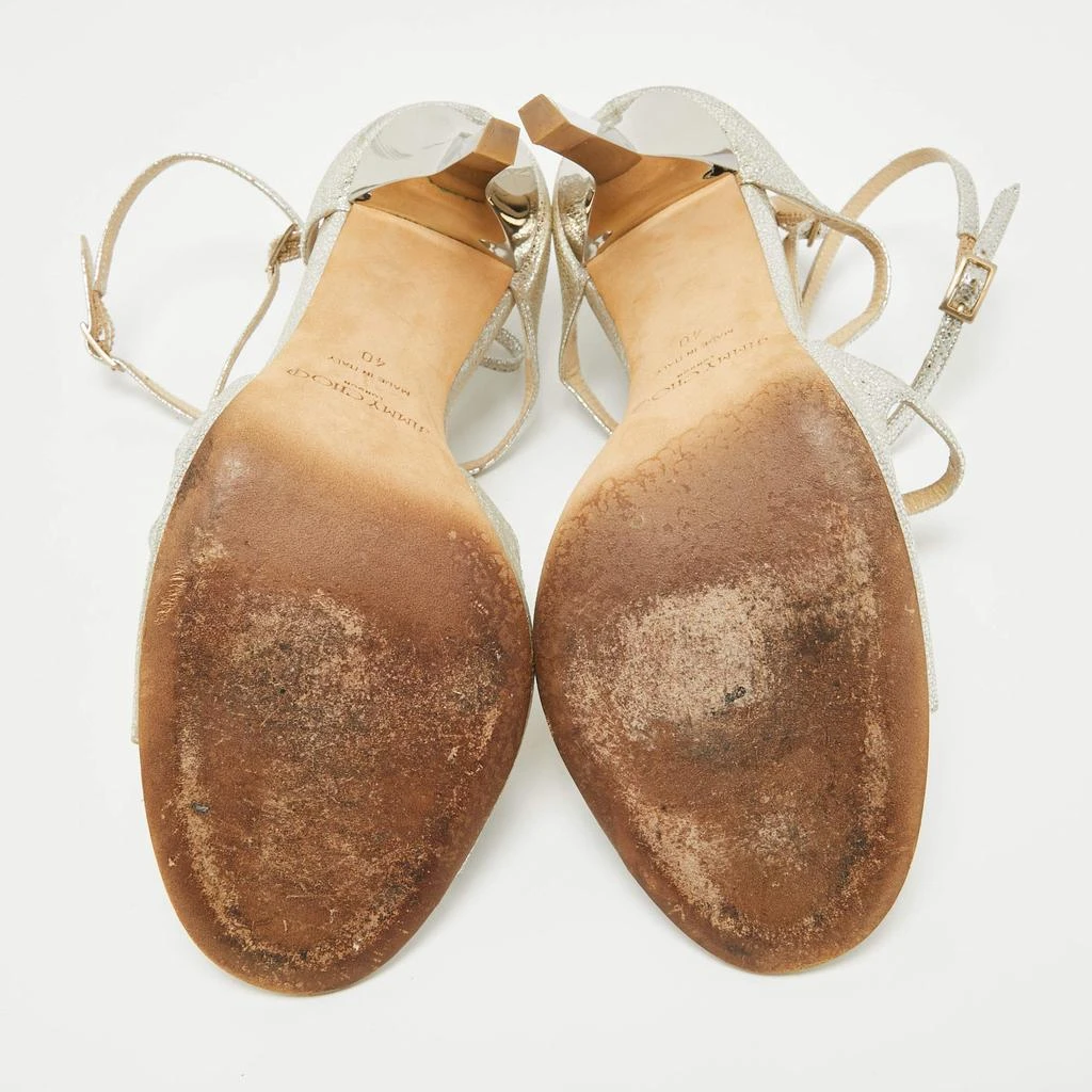 Jimmy Choo Jimmy Choo Silver Textured Leather Lance Sandals Size 40 6