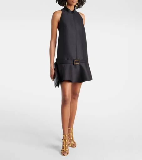 Tom Ford Belted wool and silk crêpe minidress 2