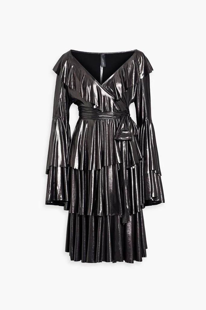 Norma Kamali Ruffled metallic jersey wrap-dress 1