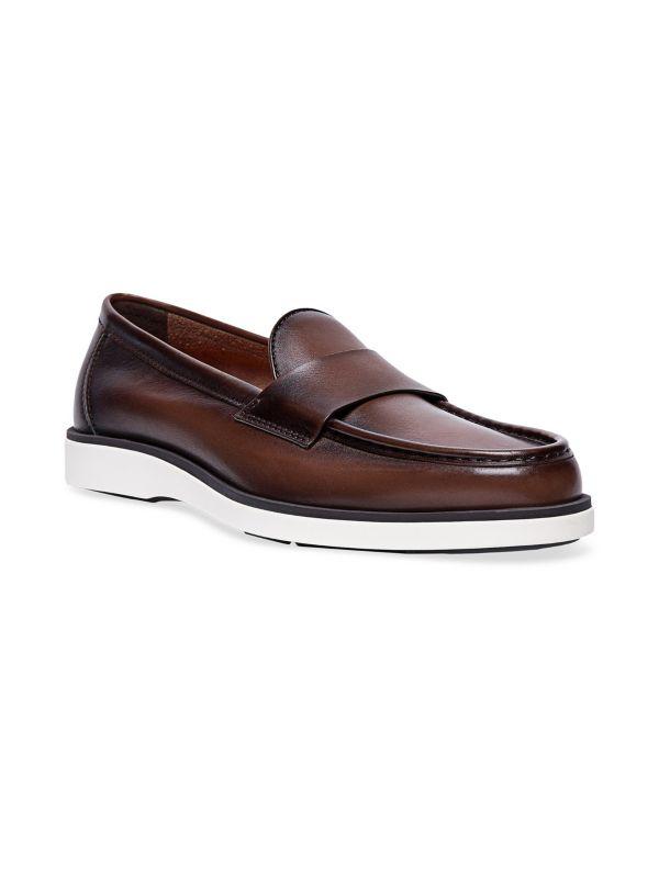 Santoni Detroit Burnished Leather Loafers