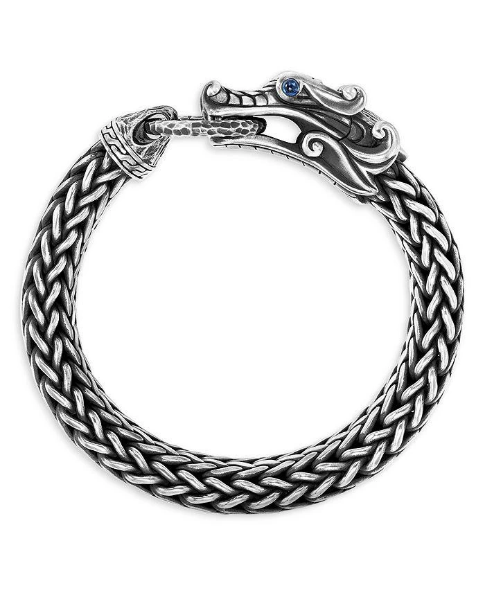 John Hardy Reticulated Silver Legends Naga Blue Sapphire Hammered Chain Bracelet 4