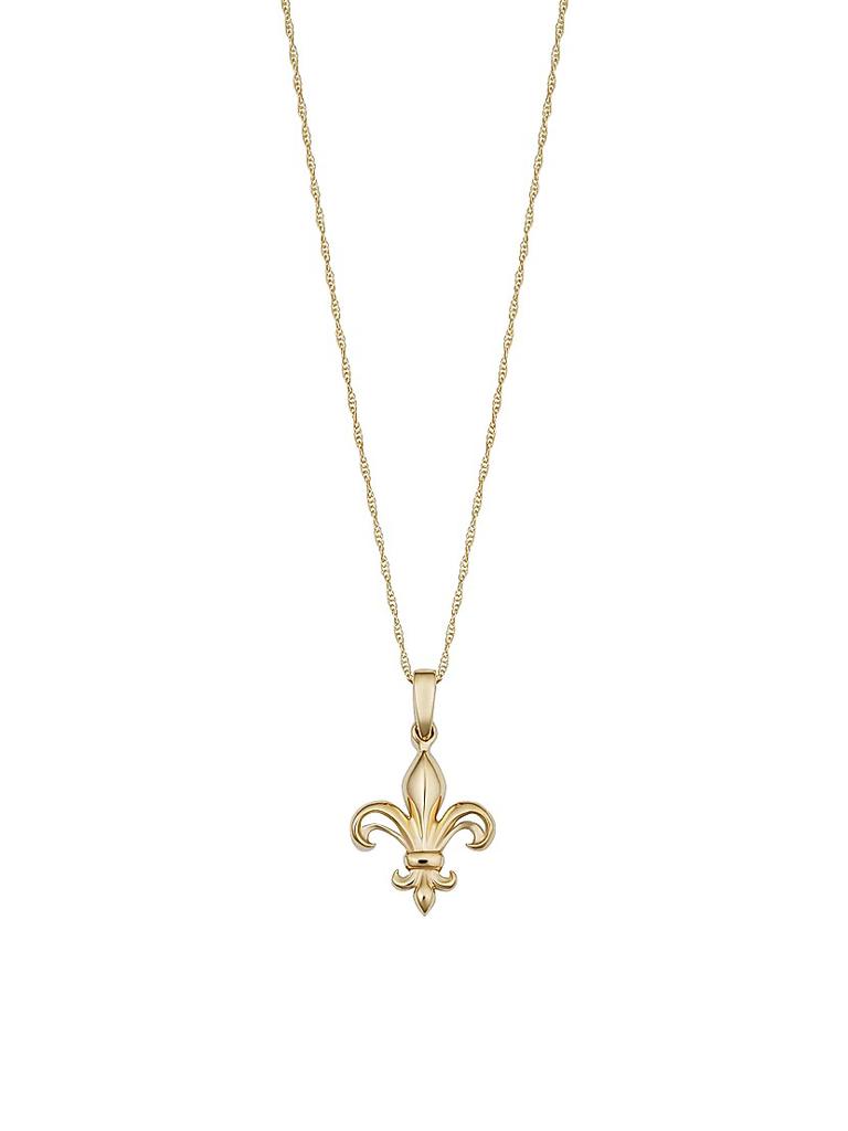 Oradina 14K Yellow Gold Fleur De Lis Pendant Necklace