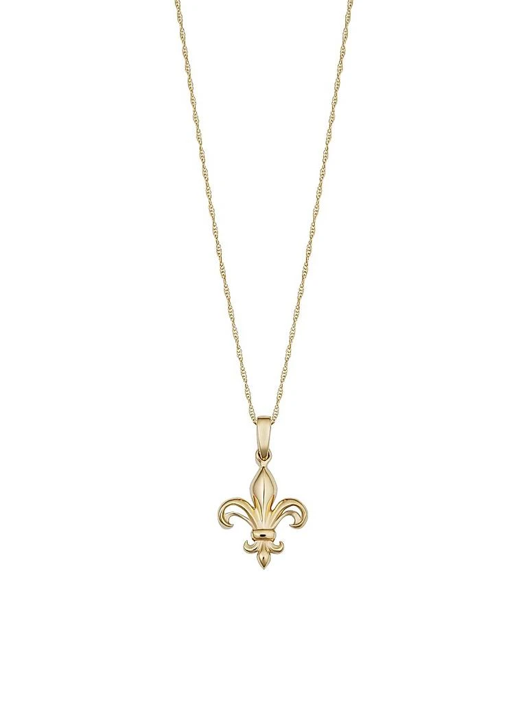 Oradina 14K Yellow Gold Fleur De Lis Pendant Necklace 1