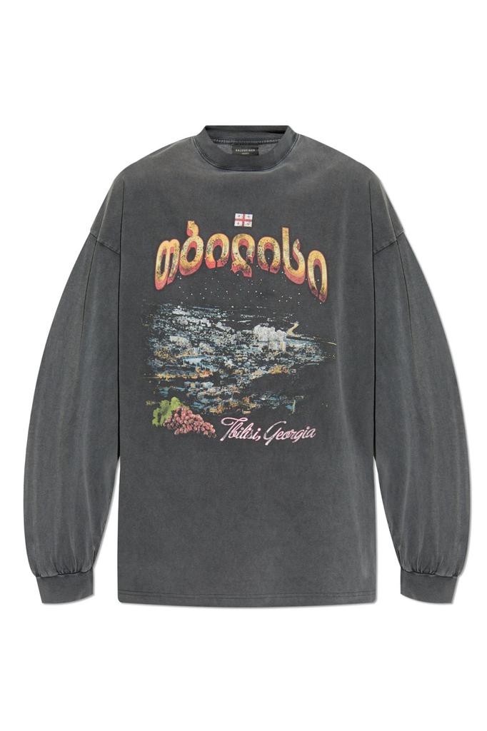 トップス BALENCIAGA tbilisi L/S Tee 4 Shop Balenciaga Tbilisi Long-Sleeved Large Fit T-Shirt on Sale at