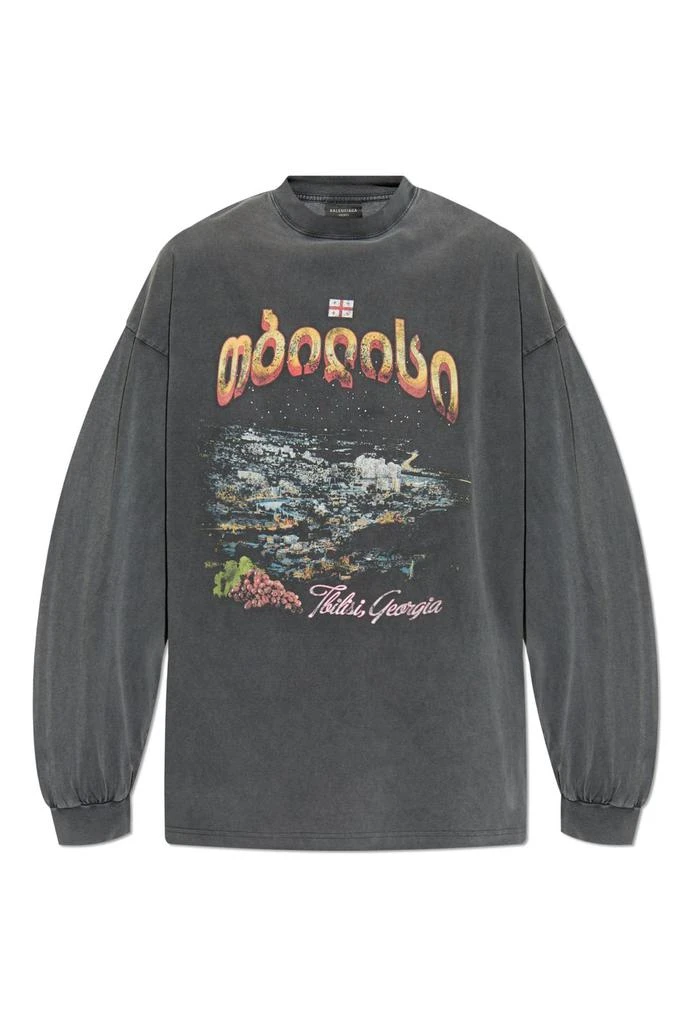 Balenciaga Balenciaga Tbilisi Long-Sleeved Large Fit T-Shirt from Cettire