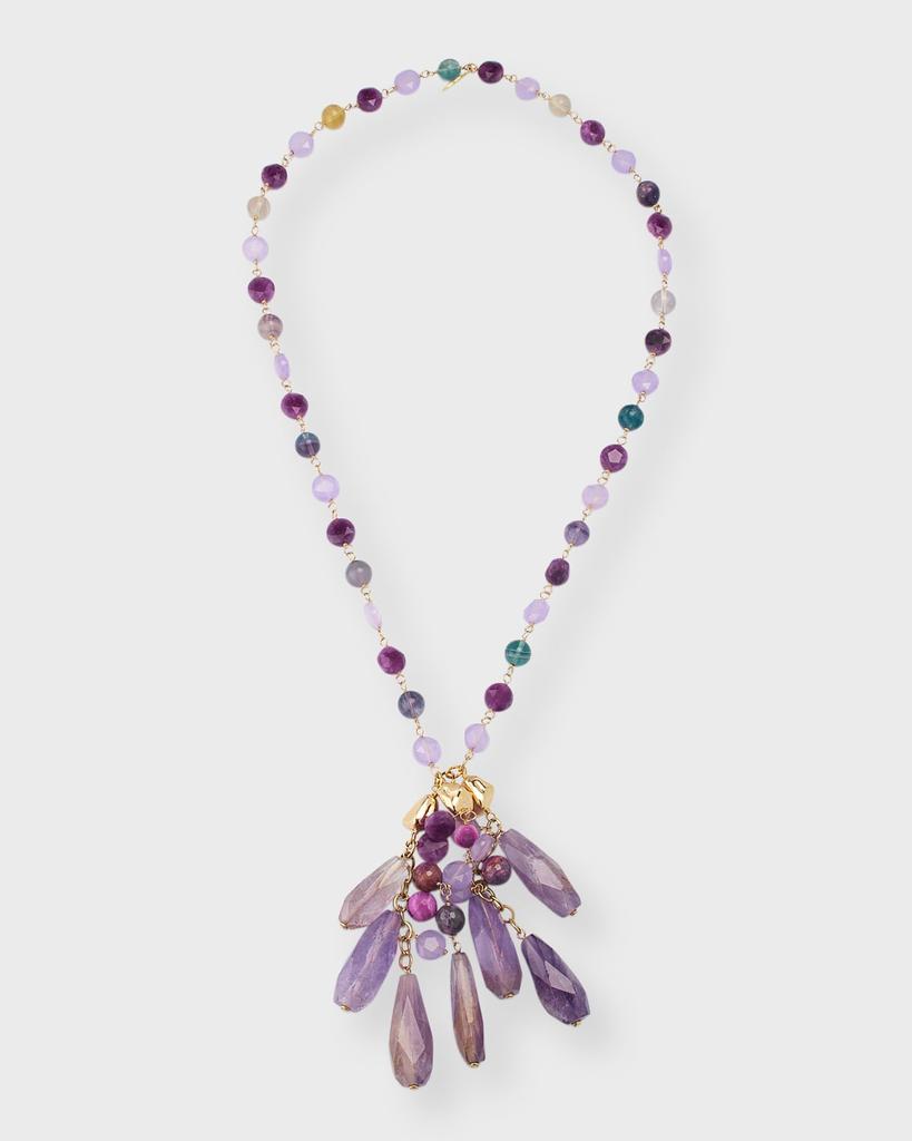 Devon Leigh Pink Amethyst Fringe Necklace