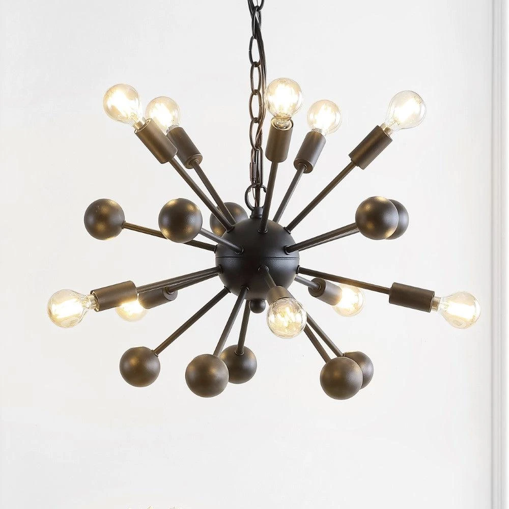 JONATHAN Y Orbit 19.5" 10-Light Adjustable Iron Modern Industrial Sputnik LED Chandelier 1