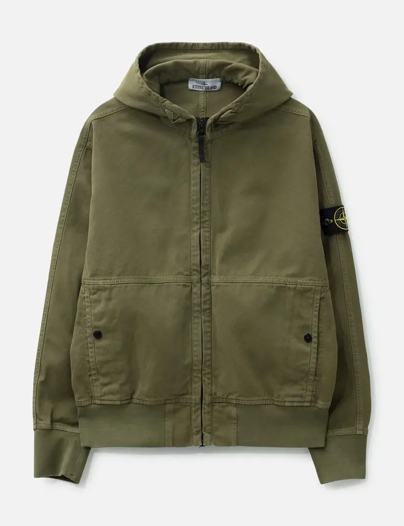 Stone Island Garment Dyed Panama Zip-Up Hoodie