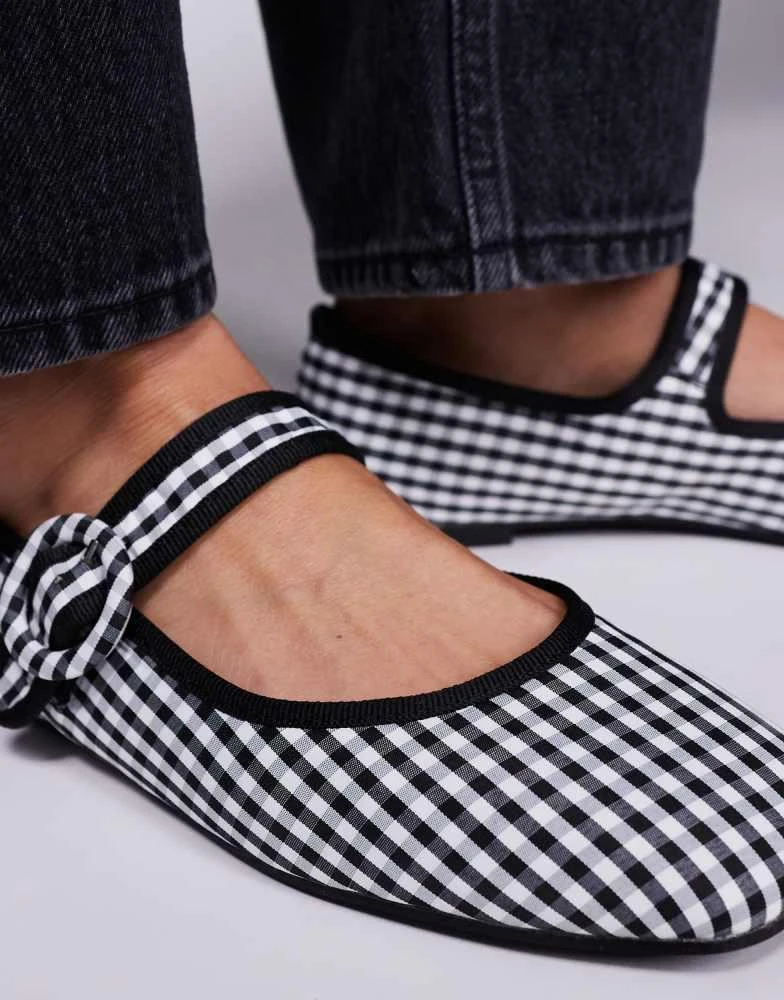 Public Desire Public Desire Griffin mary jane ballet flats in gingham 4