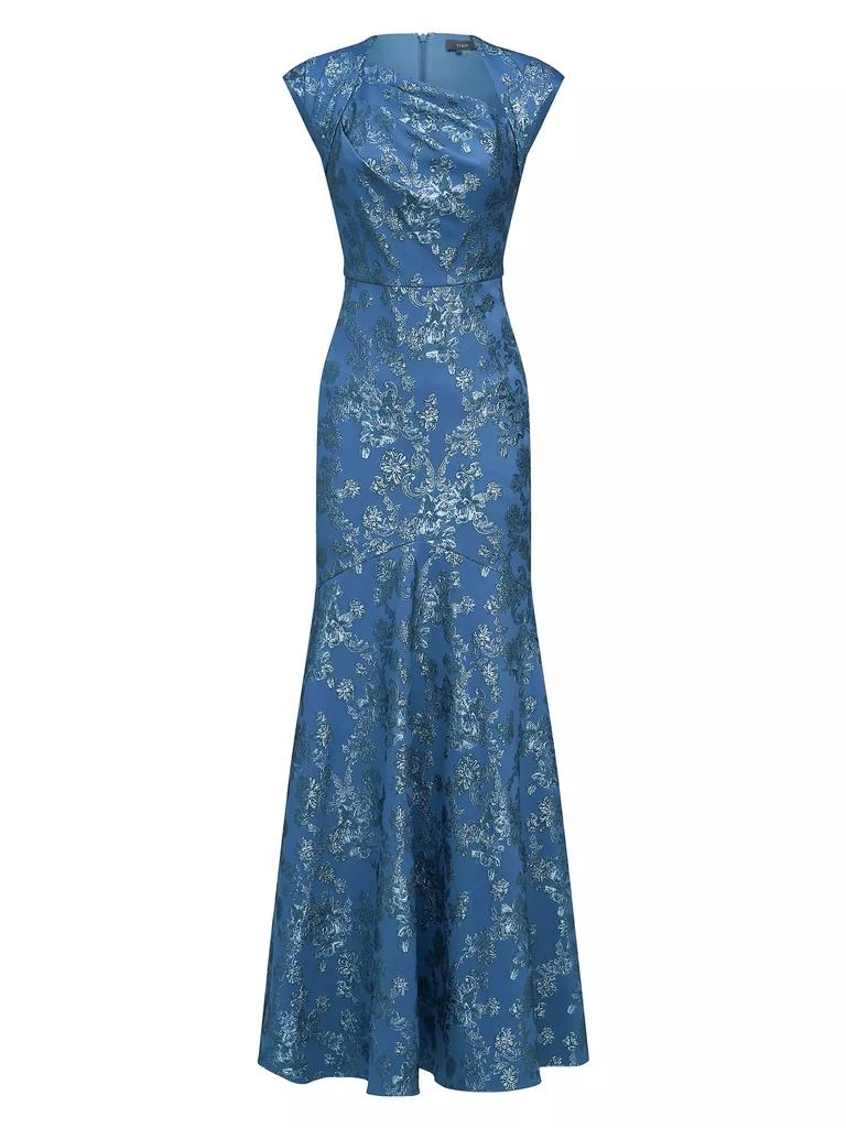 Theia Beatrice Asymmetric-Neck Fit & Flare Gown 1