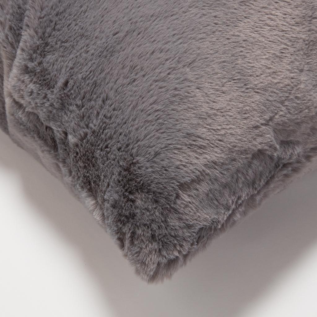 in homeware Recycled Polyester Faux Fur Cushion - Dark Grey