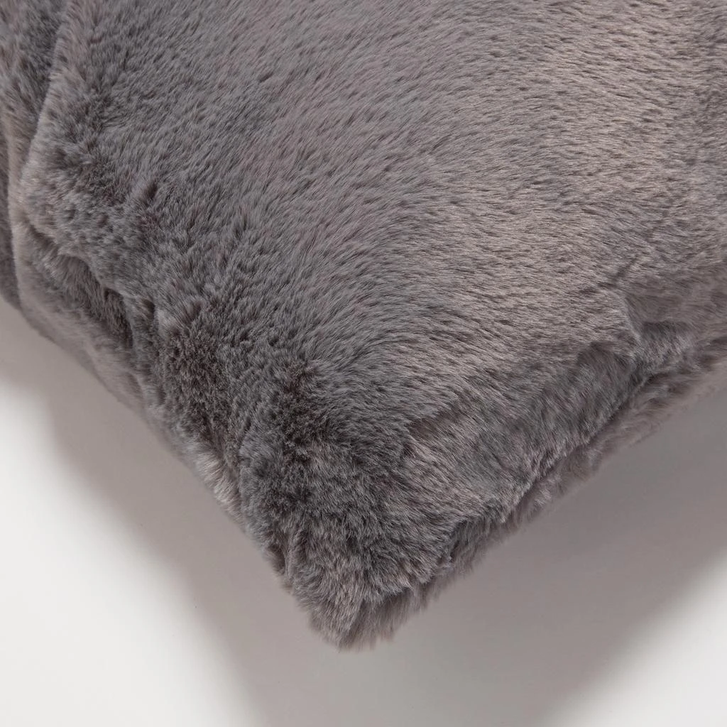 in homeware Recycled Polyester Faux Fur Cushion - Dark Grey 2