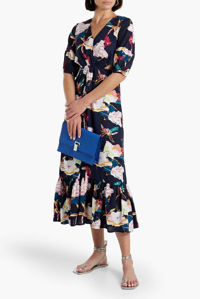 WALTER BAKER Wynona gathered cutout floral-print jacquard midi dress