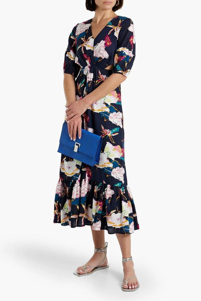 WALTER BAKER Wynona gathered cutout floral-print jacquard midi dress 2