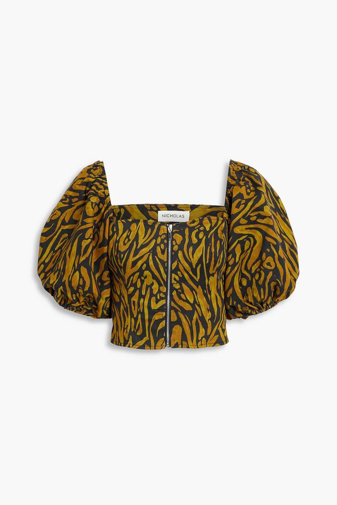 NICHOLAS Cropped leopard-print cotton-blend twill top