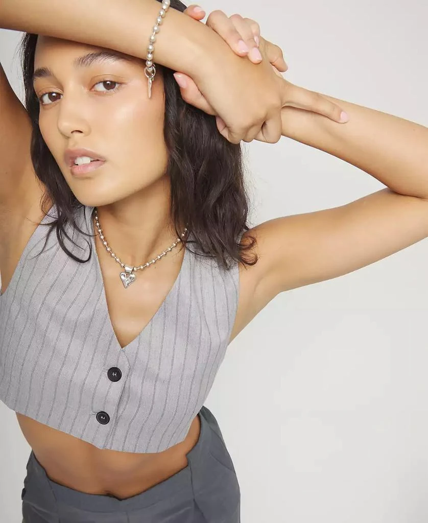 UNOde50 Sterling Silver Plated Ball Necklace with Heart Detail 4