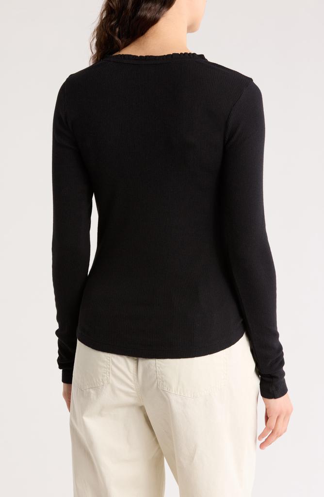 Melrose and Market Long Sleeve Pointelle Cotton Blend Top