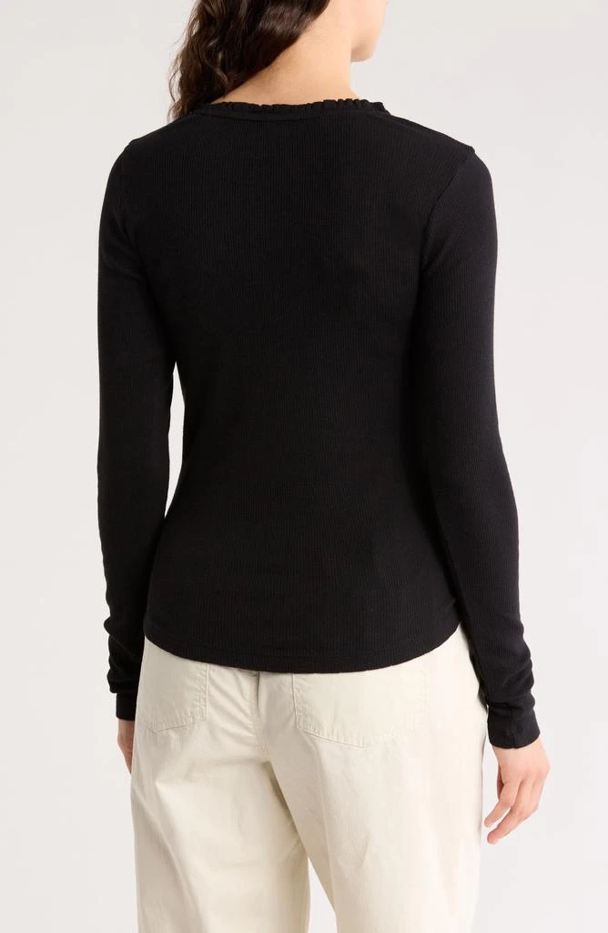 Melrose and Market Long Sleeve Pointelle Cotton Blend Top 2