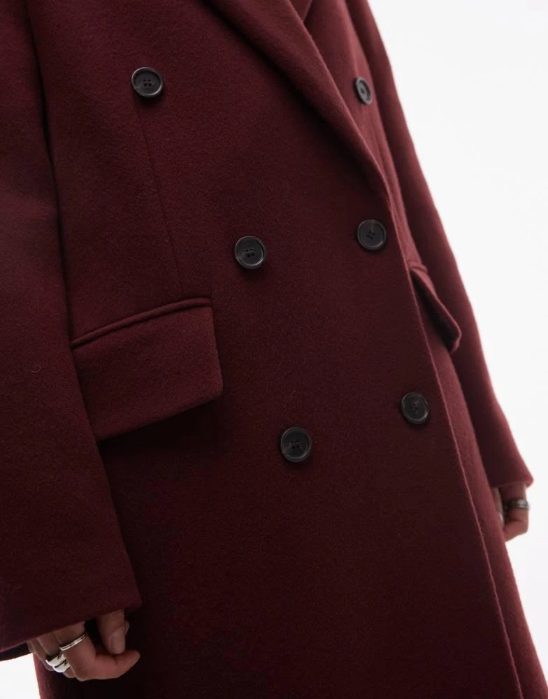 ARKET ARKET wool blend double breasted maxi coat in dark burgundy 3