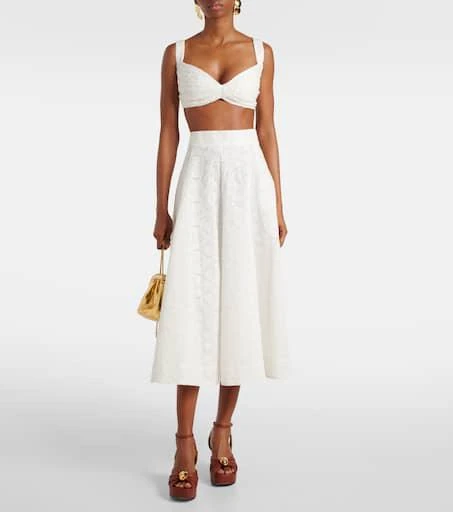Zimmermann Crush Embroidered linen midi skirt 2