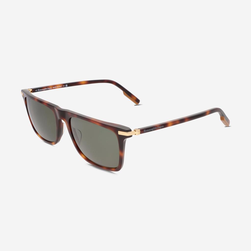 Ermenegildo Zegna Ermenegildo Zegna Men's Dark Havana & Green Square Sunglasses EZ0204