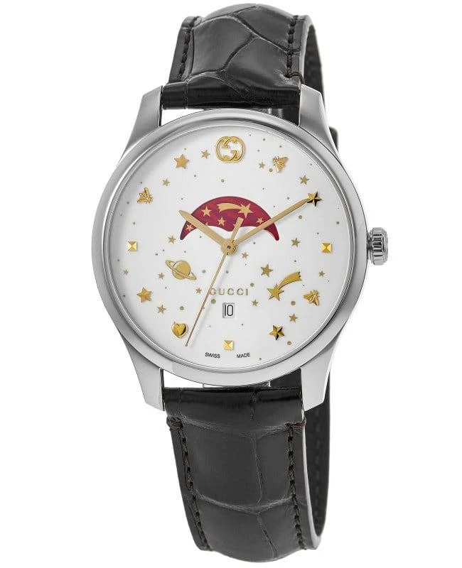 Gucci Gucci G-Timeless Quartz White Dial Black Leather Strap Men's Watch YA126325 1