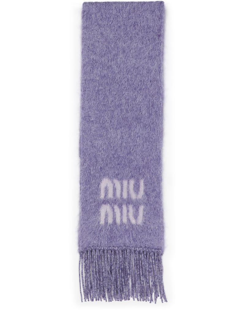 【関税&送料込】Miu Miu Embroidered Mohair Blend Scarf Miu Miu Mohair blend scarf with fringe detailing and knit