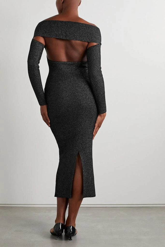 Khaite Marisole cutout metallic ribbed-knit midi dress 3