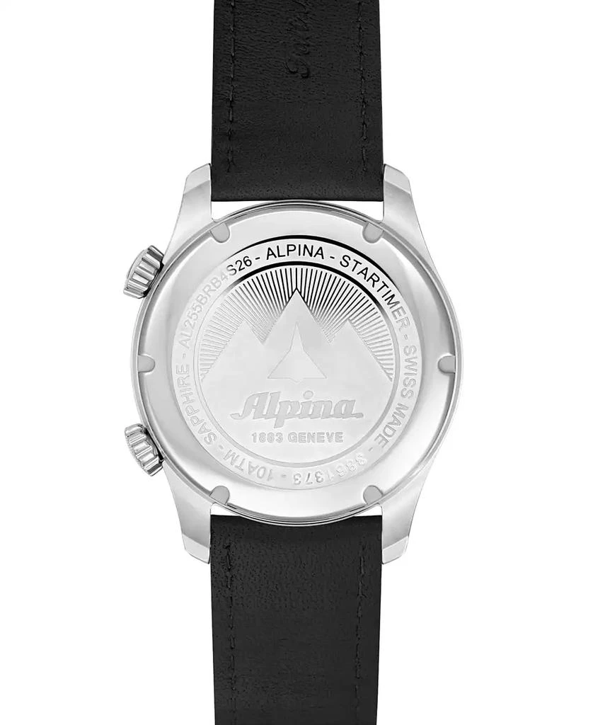 Alpina Men's Swiss Startimer Pilot Black Leather Strap Watch 41mm 3