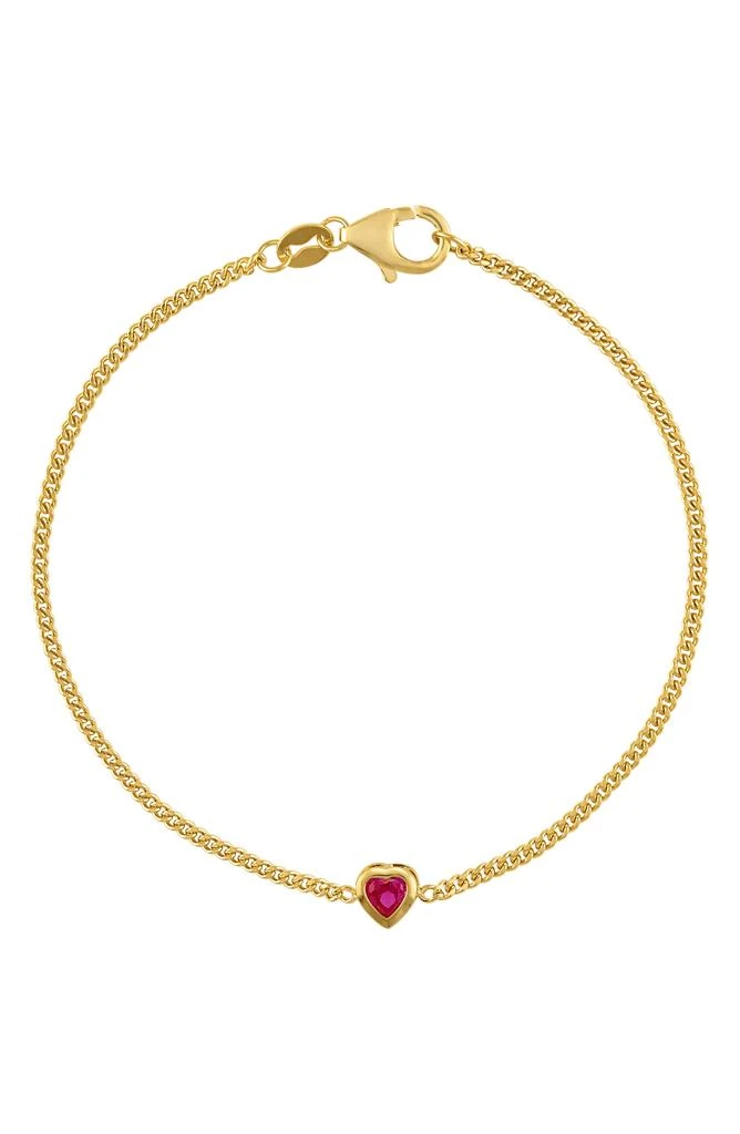 FZN 14K Gold Over Silver Gemstone Heart Charm Bracelet