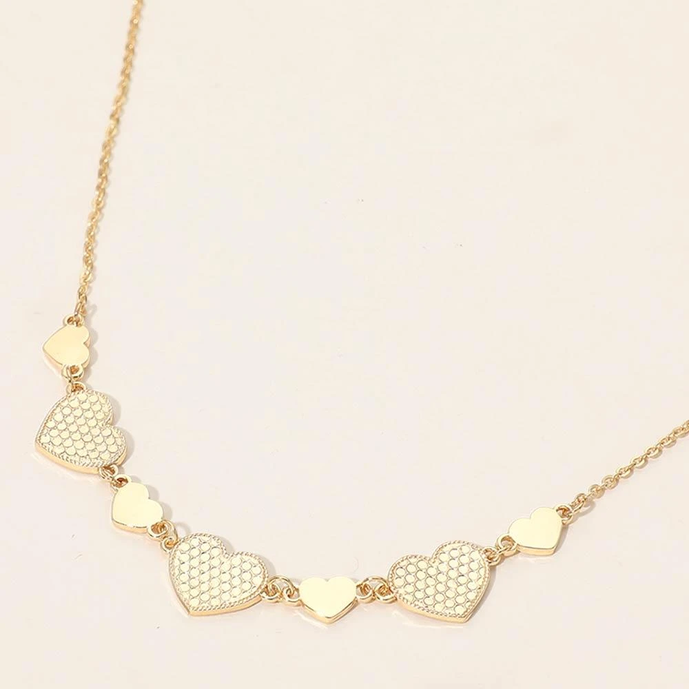 FASHNZFAB Metal Heart Plate Link Necklace