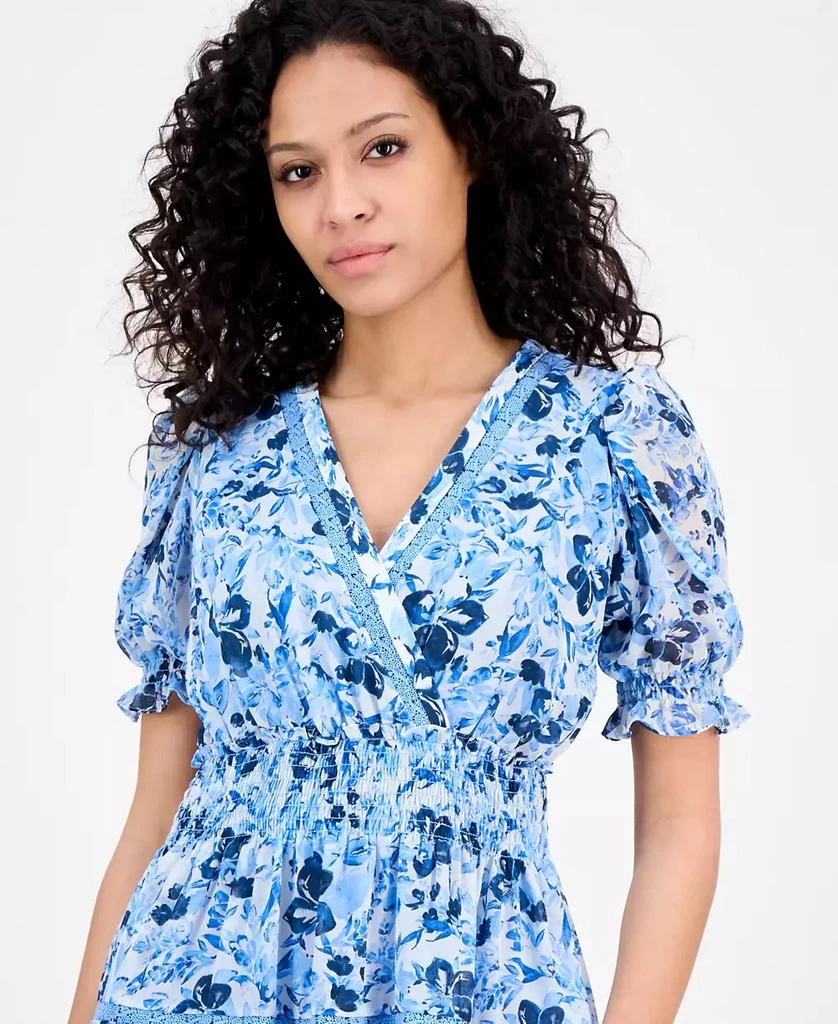 Taylor Women's Printed Smocked-Waist Fit & Flare Dress 3