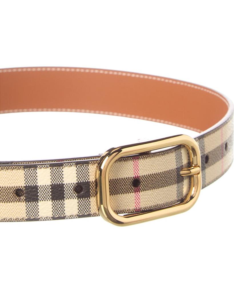 Burberry Check E-Canvas & Leather Belt