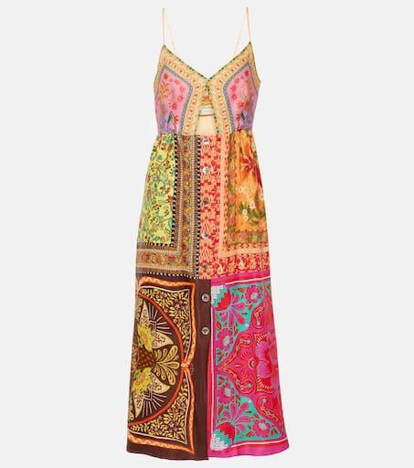 Farm Rio Mixed Scarves midi dress 1