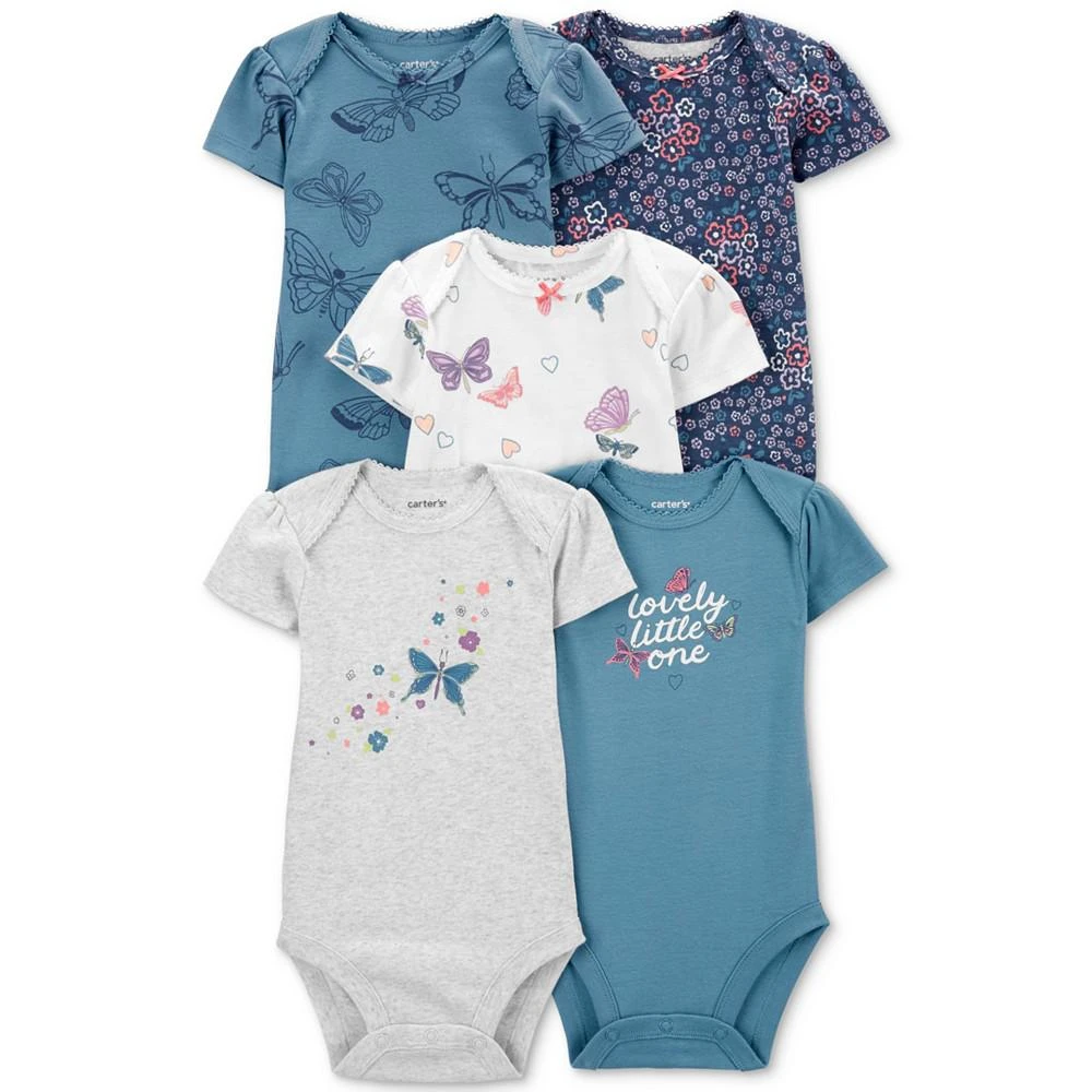 Carter's Baby Girls 5-Pk. Printed Short-Sleeve Bodysuits 1