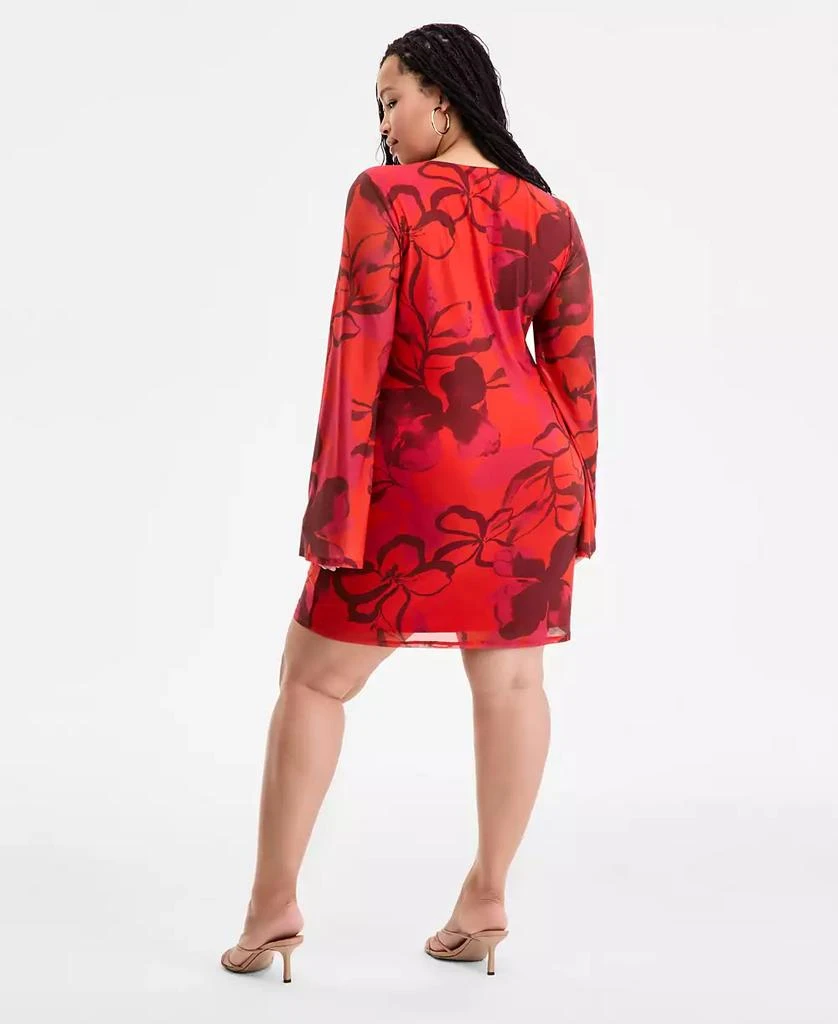 Bar III Plus Size Printed Mesh Mini Dress 5