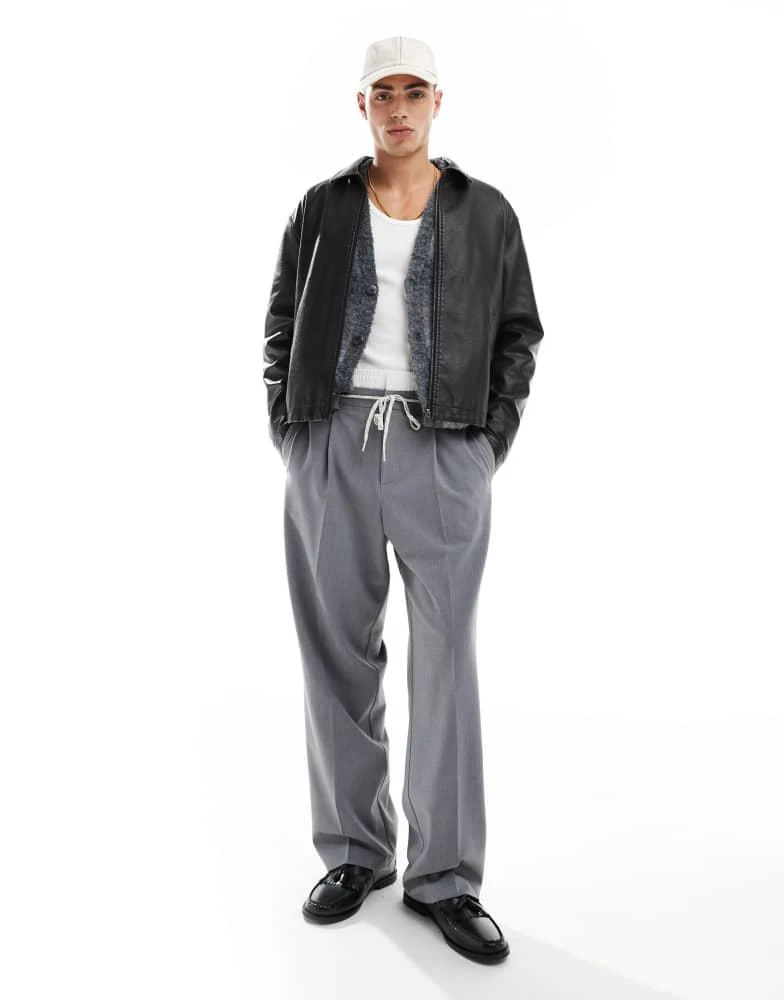 Cotton:On Cotton On faux leather harrington jacket in vintage black 2