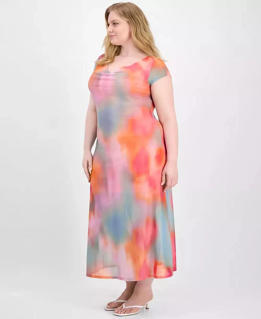 Bar III Trendy Plus Size Cowl-Neck Short-Sleeve Maxi Dress, Exclusively at Macy's 3