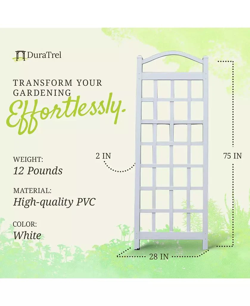 Dura-Trel Inc Dura-Trel Cambridge 28 x 75 Inch PVC Vinyl Outdoor Garden Patio Trellis, White 2