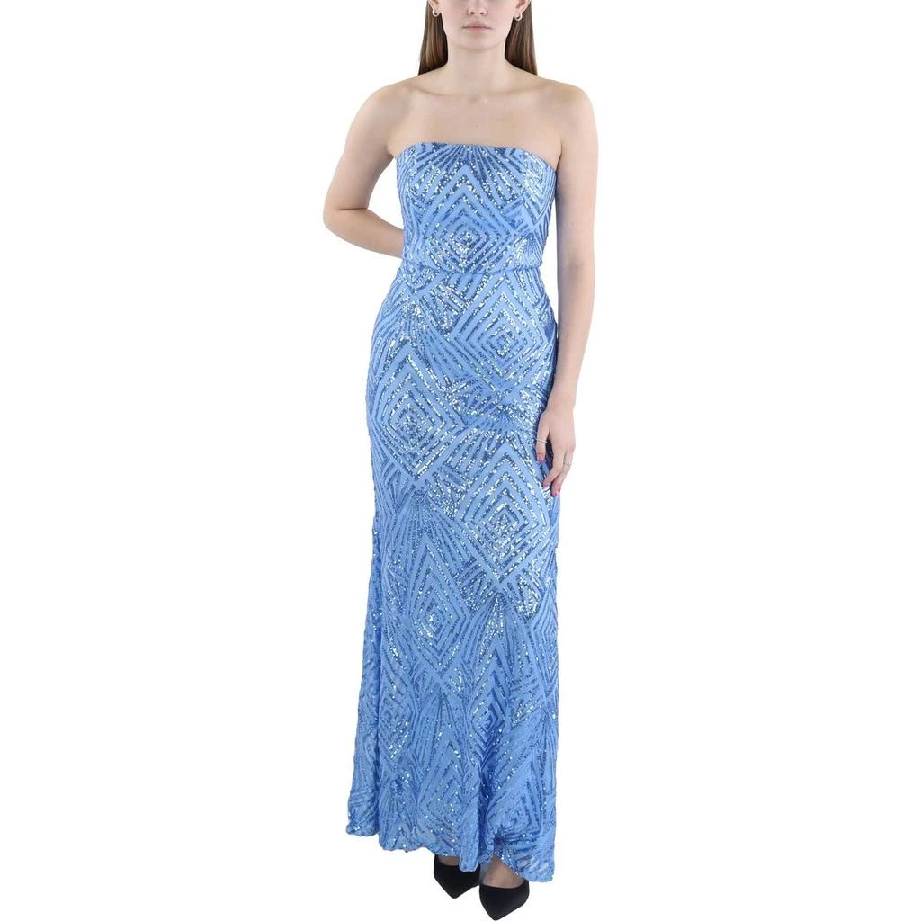 Speechless Juniors Womens Embellished Strapless Evening Dress 1